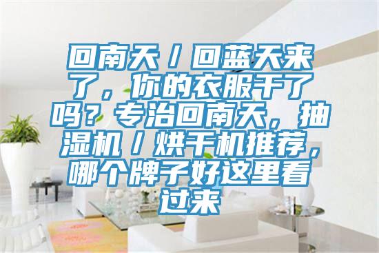 回南天／回藍(lán)天來了，你的衣服干了嗎？專治回南天，抽濕機(jī)／烘干機(jī)推薦，哪個牌子好這里看過來