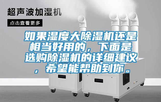 如果濕度大除濕機還是相當好用的，下面是選購除濕機的詳細建議，希望能幫助到你。